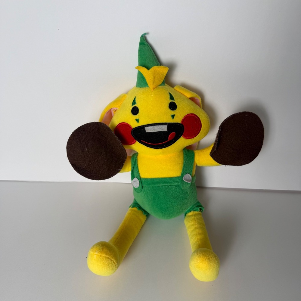 Poppy Playtime Bunzo Bunny Clown Plush Toy Yellow Green Cymbals Horror Game